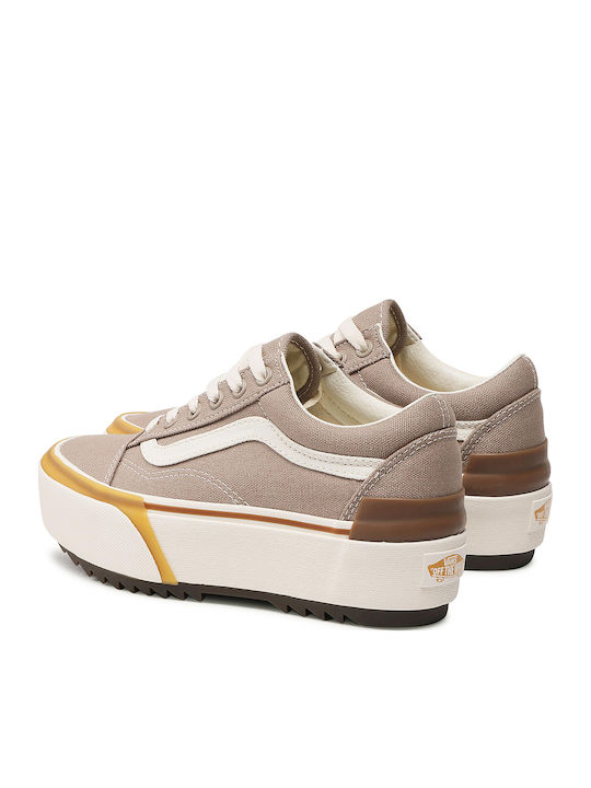 Old Skool Stacked Cobbletone Flatforms Sneakers Beige
