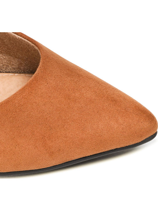 Suede Cognac Medium Heels