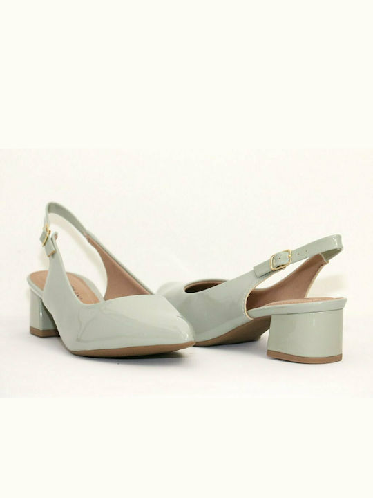 Piccadilly Anatomic Pointed Toe Green Medium Heels with Strap