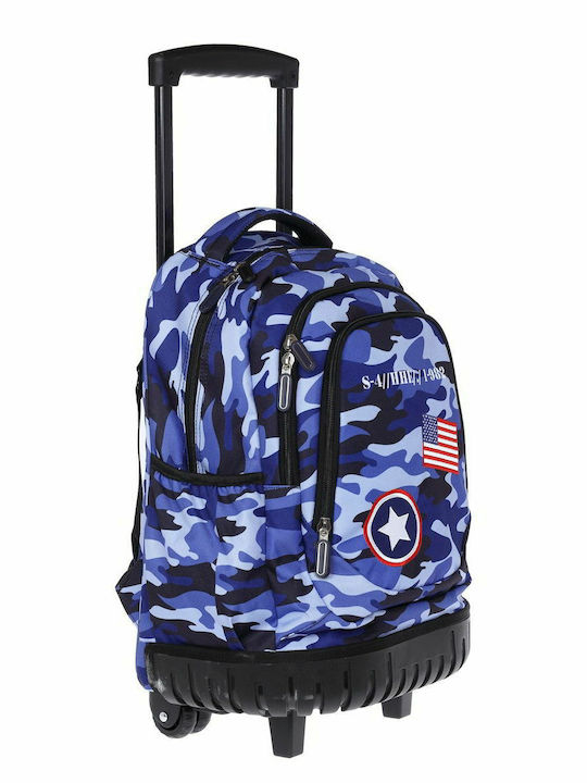 Lyc Sac One Rock 'n' Roll School Bag Trolley Elementary, Elementary Navy Camo + Cassette Gift