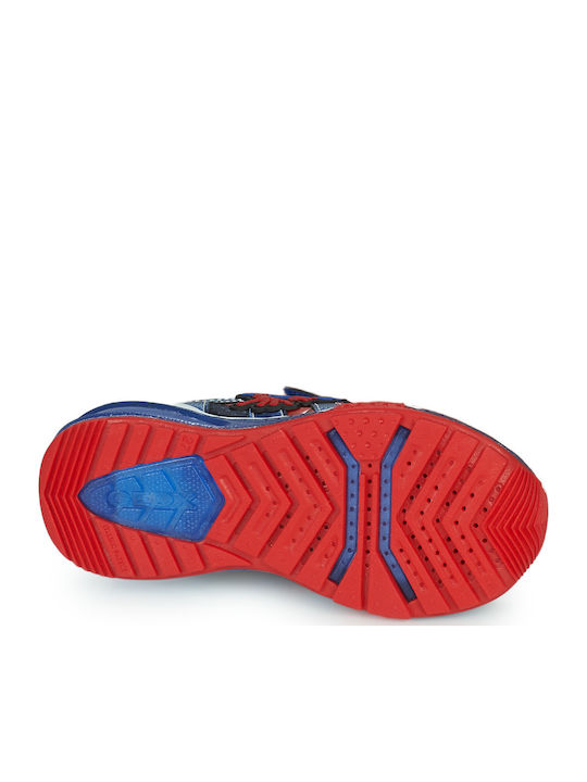 Spiderman Παιδικά Sneakers Ανατομικά με Σκρατς Navy Μπλε
