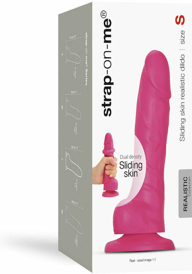 Strap On Me Sliding Skin Realistic Dildo M Ρεαλιστικό Dildo με Όρχεις και Βεντούζα Fuchsia 13.4cm