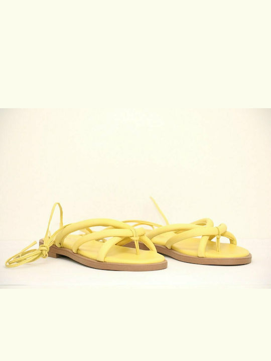 Women's Sandals Anteos 22489 Yellow Leather