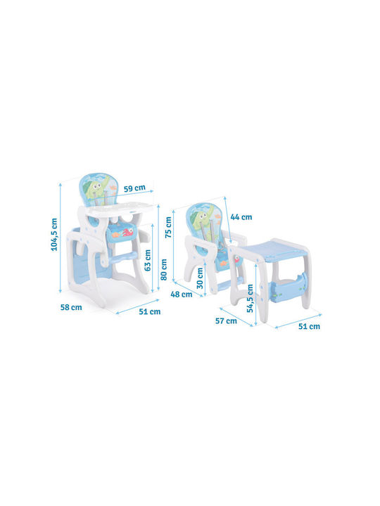 Ricokids Teri Scaun Înalt De Masă Bebe 5 În 1 Cu Înălțime Reglabilă Albastru