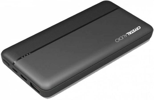 Crystal Audio PBK4K Power Bank 10000mAh 20W with USB-A Port and USB-C Port Power Delivery Black