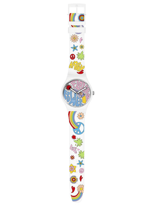 Swatch Power Of Peace Мъжки Часовник 41мм На Батерия С Каучукова Каишка
