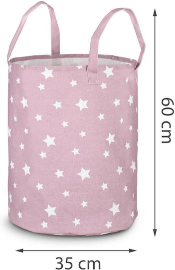 Ricokids Kinder Wäschekorb aus Stoff Sterne Rosa 60x35cm 1Stück