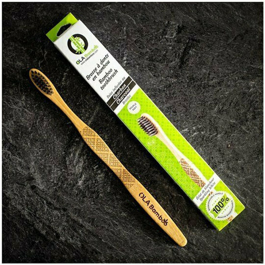 Ola Bamboo Οδοντόβουρτσα Carbon Activated Bristles Μπεζ / Μαύρη