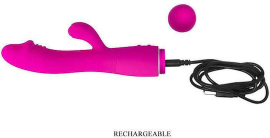 Pretty Love Snappy Rechargable Silicone Vibrator Rabbit 19.5cm Pink