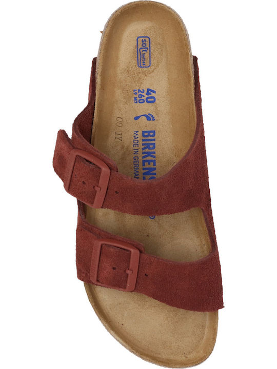 Arizona Soft Footbed Suede Leather Women's Flat Sandals Anatomic Chocolate Narrow Fit