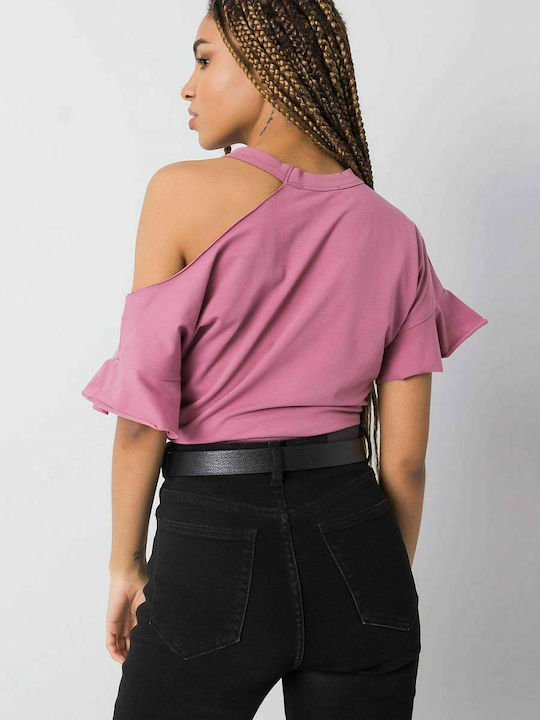 Fancy Κοντομάνικο Γυναικείο Top Dark Pink