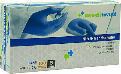 Meditrast Nitril-Handschuhe Γάντια Νιτριλίου Χωρίς Πούδρα σε Μπλε Χρώμα 1000τμχ
