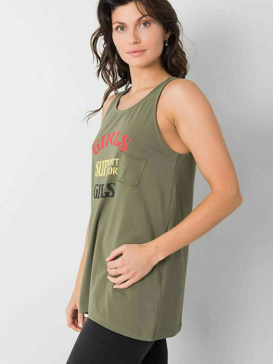 Fancy Women's Summer Blouse Cotton Sleeveless Khaki