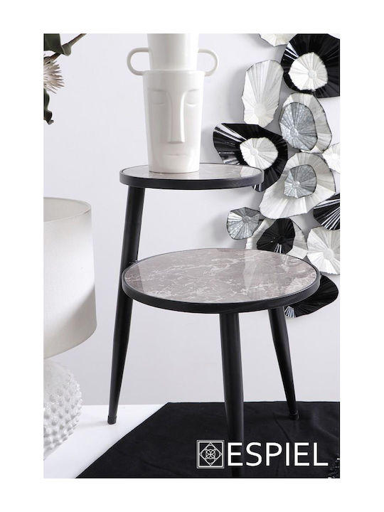 Oval Metal Side Table Gray 52x42x67cm
