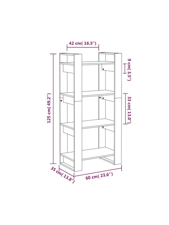 Grey Bookcase 60x35x125cm