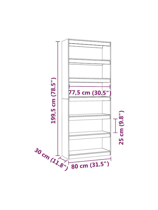 Beige Bookcase 80x30x199.5cm