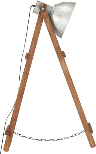 vidaXL Vintage Floor Lamp H110xL28cm with E27 Bulb Socket Silver and Brown