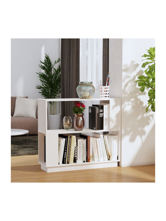 Floor Solid Wood Bookcase White 80x25x70cm