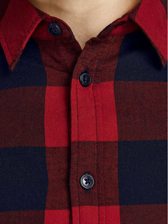 Kids Checked Shirt Long Sleeve Red