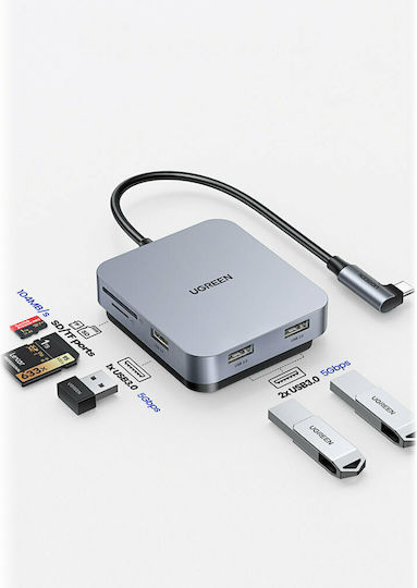 Ugreen USB-Hub 3 Anschlüsse USB 3.0 mit USB-C Anschluss Grau