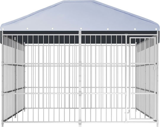 vidaXL Park Dog Outdoor Enclosure with Roof 300x300x200cm made of Metal in Silver Color