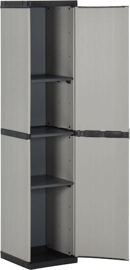 Single-Leaf Plastic Cabinet with Locking Capability with 3 Shelves Grey / Black 34x40x168 cm