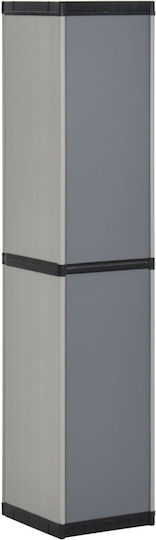 Single-Leaf Plastic Cabinet with Locking Capability with 3 Shelves Grey / Black 34x40x168 cm