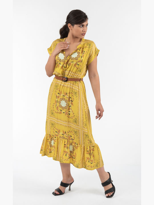 Donna Martha Summer Midi Dress Yellow