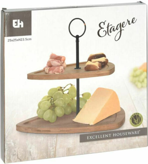 Excellent Houseware Lemn Etajeră 2 niveluri Maro L25.3xl25.5cm 1buc