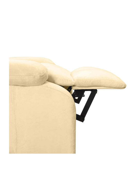 Πολυθρόνα Relax Massage με Υποπόδιο Βελούδινη Κρεμ 70x93x98cm