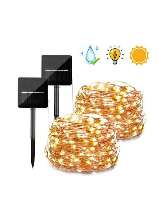 Светлини LED 10m. Топъл бял Слънчеви тип Лента 1бр