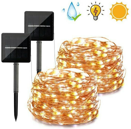 15100-77 Λαμπάκια LED 10μ. Θερμό Λευκό Ηλιακά σε Σειρά
