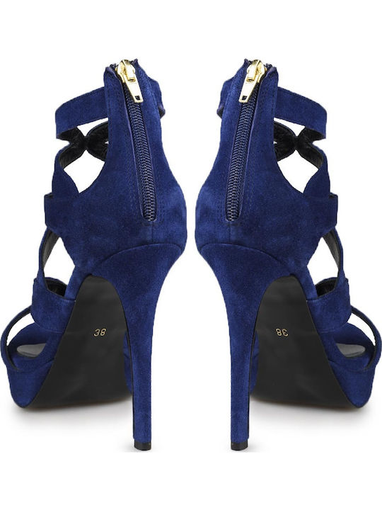 Suede Sandalen Marineblau