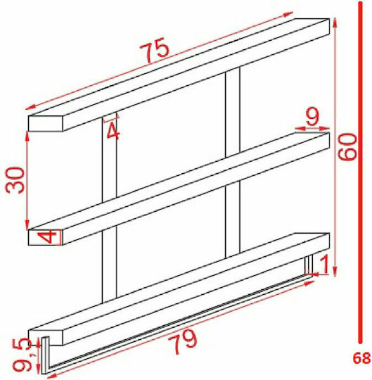 Ράφι Ember Καρυδί / Μαύρο 75x9x68εκ.