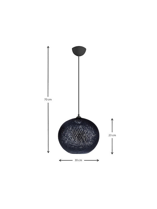 Megapap Gibson Pendant Light Black with Rope for Socket E27 30x23x70cm