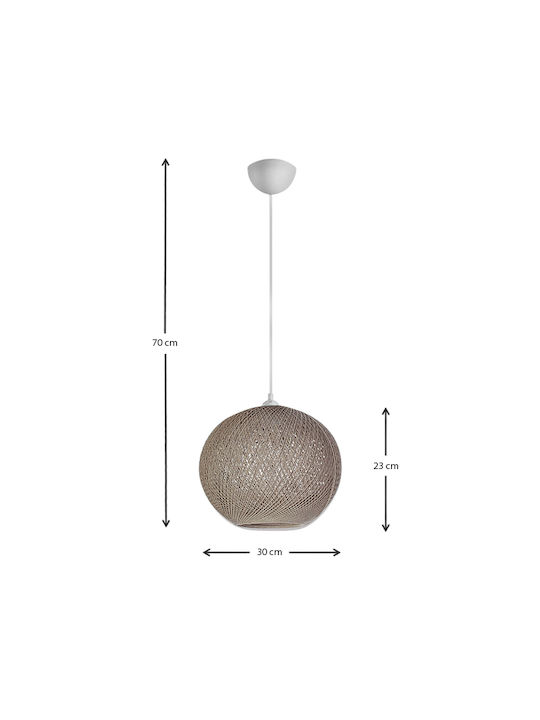 Megapap Gibson Pendant Light Gray Ball with Socket E27 30x23x70cm