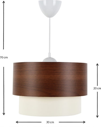 Megapap Whitehouse Pendant Light Brown with Socket E27 30x20x55cm