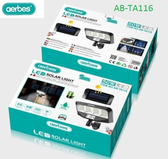 Aerbes AB-TA116 Street Solar Light 50W with Motion Sensor, Photocell and Remote Control 12cmx24cmcm