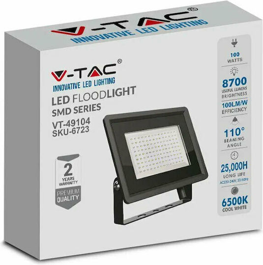 V-TAC Waterproof LED Floodlight 100W Cold White 6500K IP65