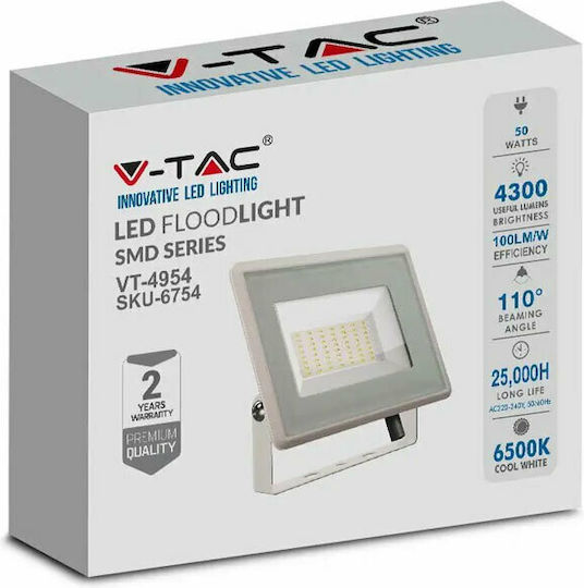 V-TAC Waterproof LED Floodlight 50W Cold White 6500K IP65