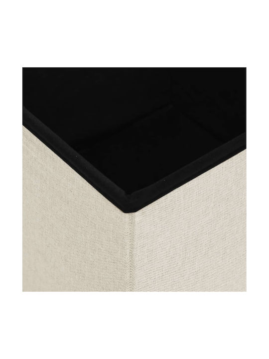 Hocker Für das Wohnzimmer Klappbar Mit Stauraum Gepolstert mit Stoff White Cream 38x38x38cm