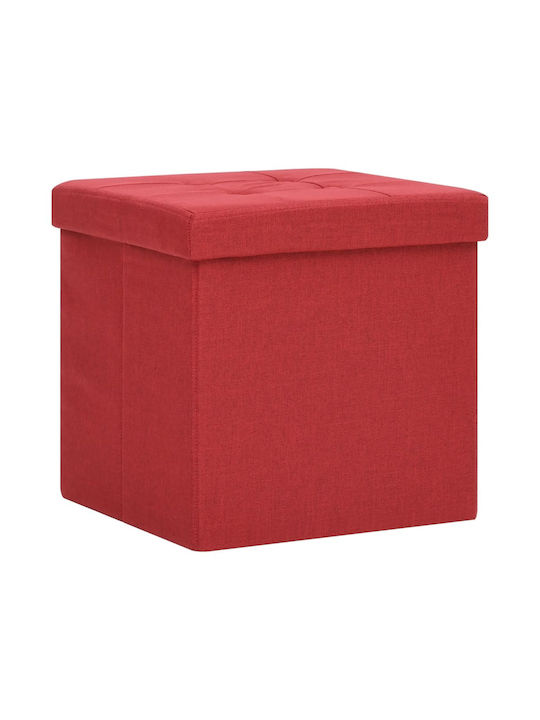 Stool For Living Room Collapsible With Storage Space Upholstered with Fabric Bordeaux 38x38x38cm