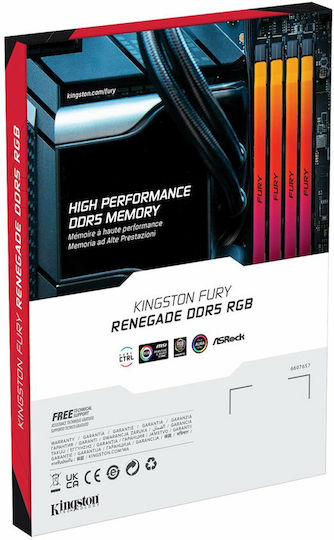 Kingston Fury Renegade RGB 32GB DDR5 RAM cu 2 module (2x16GB) și Viteză 6000 pentru Desktop