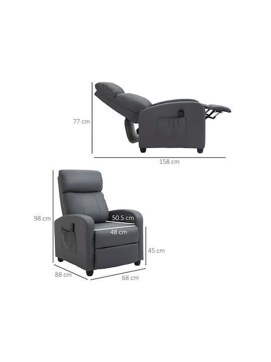 Fotoliu Relax Masaj din Piele Ecologică Gri 68x88x98cm