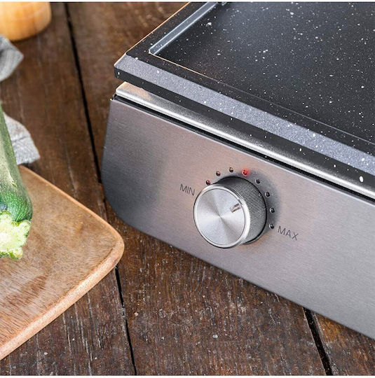 Cecotec Perfect Roast 3000 Tabletop Electric Grill Smooth and Ribbed Plate 3000W Inox with Adjustable Thermostat 30cmx50cmcm