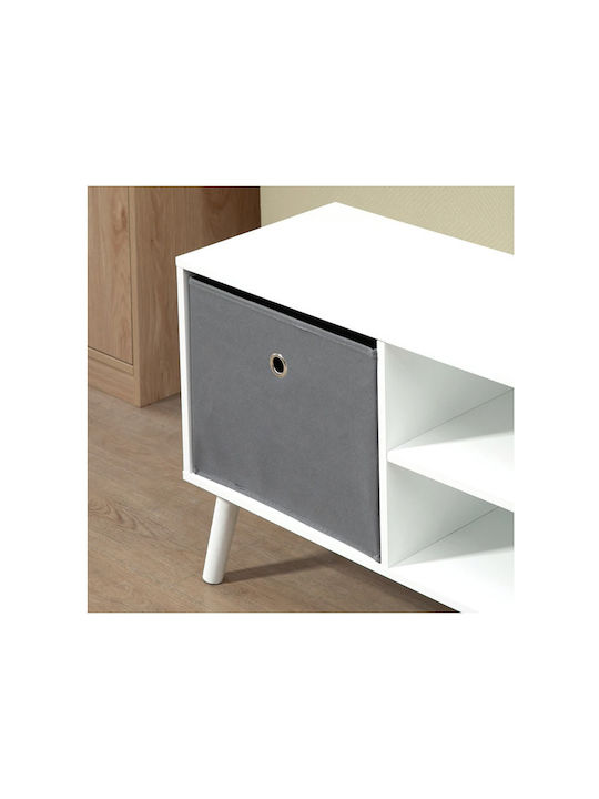 MDF TV Furniture with Drawers Λευκό L110xW29xH46.5cm