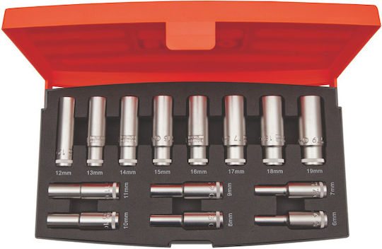 Bahco Lange Vierkant-Steckschlüsseleinsätze mit 1/4"-Antrieb, 10-teiliges Set