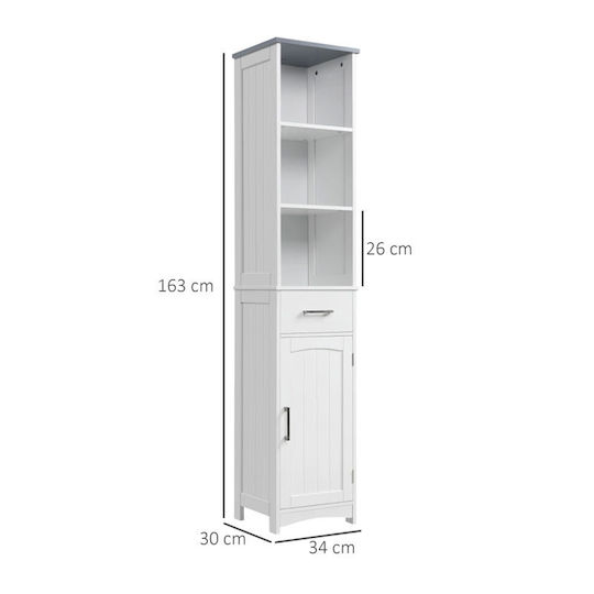 Kleankin 834-364LG Банска Колона Подова М34xД30xВ163см Бяла