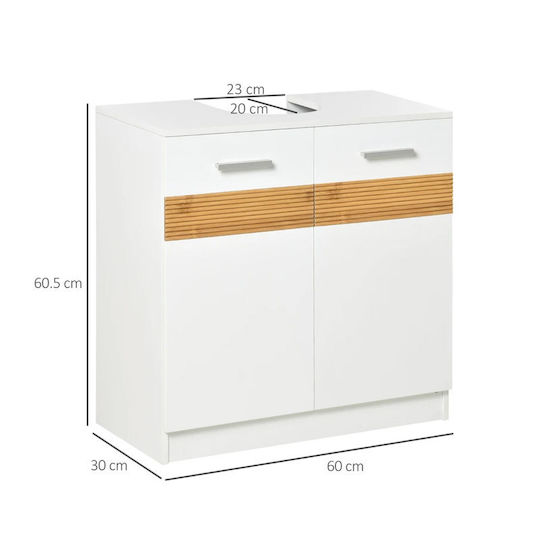 Kleankin 834-337 Πάγκος χωρίς Νιπτήρα Μ60xΒ30xΥ60.5cm Λευκός