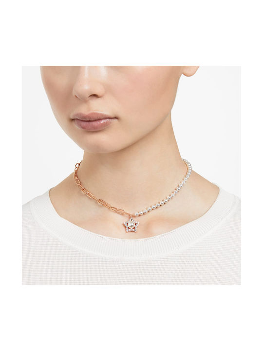 Swarovski Stella Necklace with design Star with Rose Gold Plating